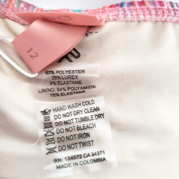 NEW!! PQ Swim SIZE 12 Ayah Cut Out Sparkle Pink Multicolor One Piece Swimsuit - Picture 5 of 7